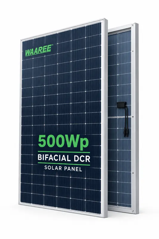 Waaree 500Wp Bifacial Glass-to-Transparent Sheet DCR Solar Panel
